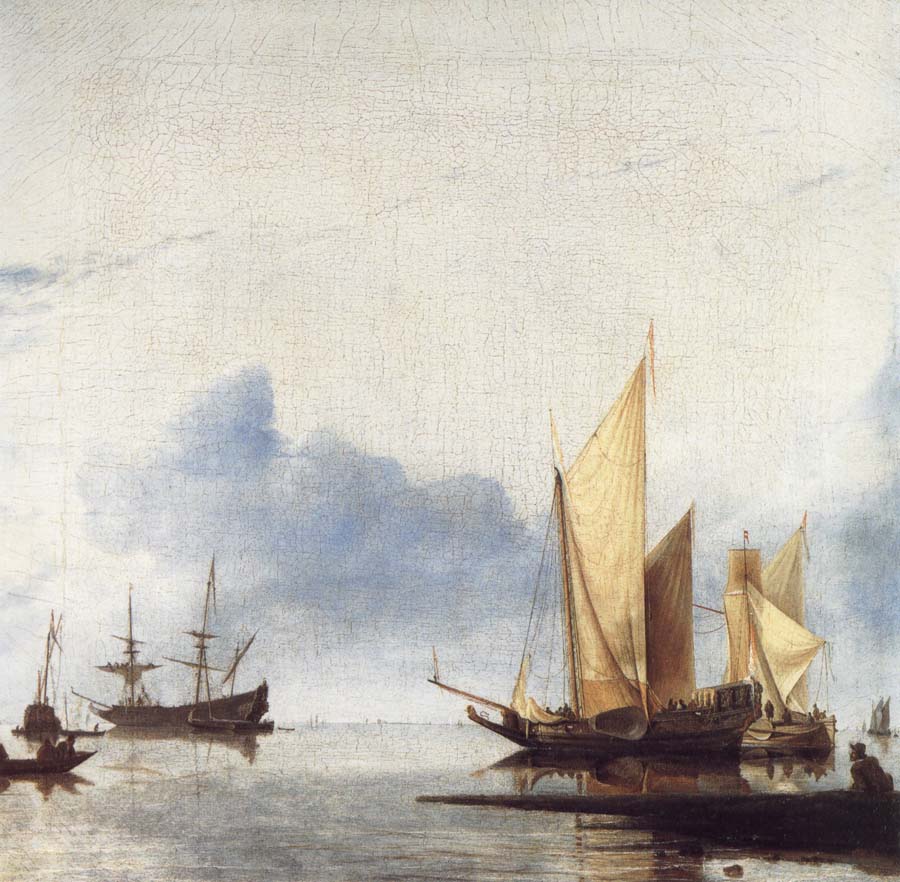 unknow artist A Dutch Yacht and Other Vessels Becalmed Near the Shore